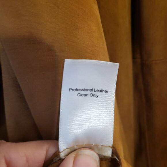 Coldwater Creek Women’s Soft Caramel Brown Suede Waterfall Jacket Cardigan Small - Picture 4 of 13